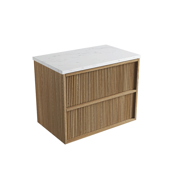 600-1800*460*560mm Aulic Venetta Harvest Oak Plywood Wall Hung Fluted Framed Vanity