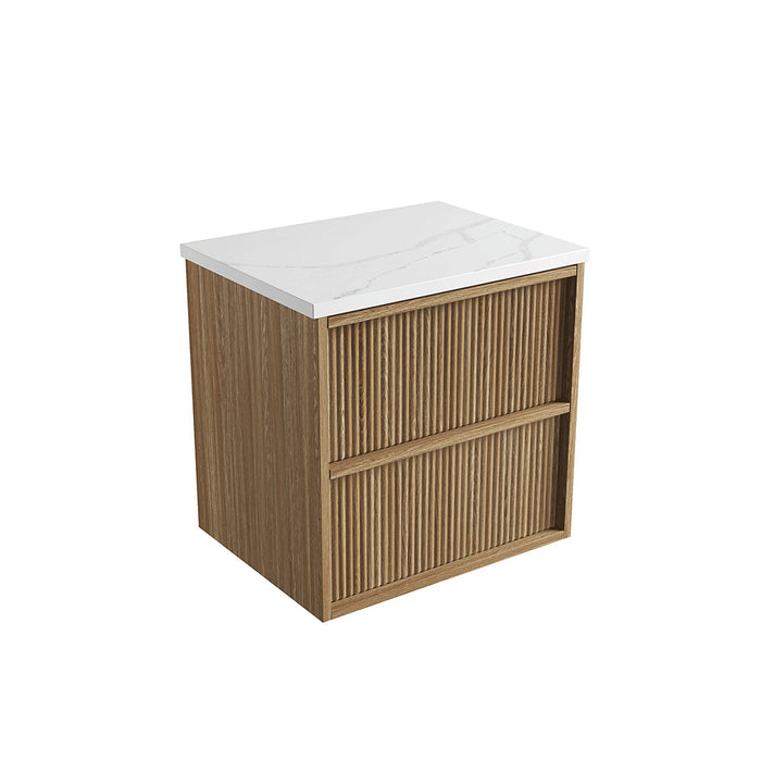 600-1800*460*560mm Aulic Venetta Harvest Oak Plywood Wall Hung Fluted Framed Vanity