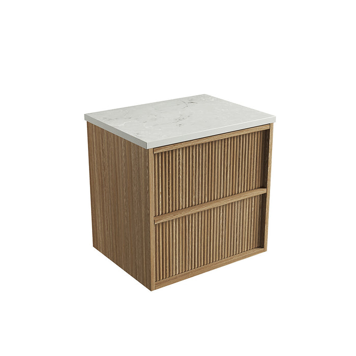 600-1800*460*560mm Aulic Venetta Harvest Oak Plywood Wall Hung Fluted Framed Vanity