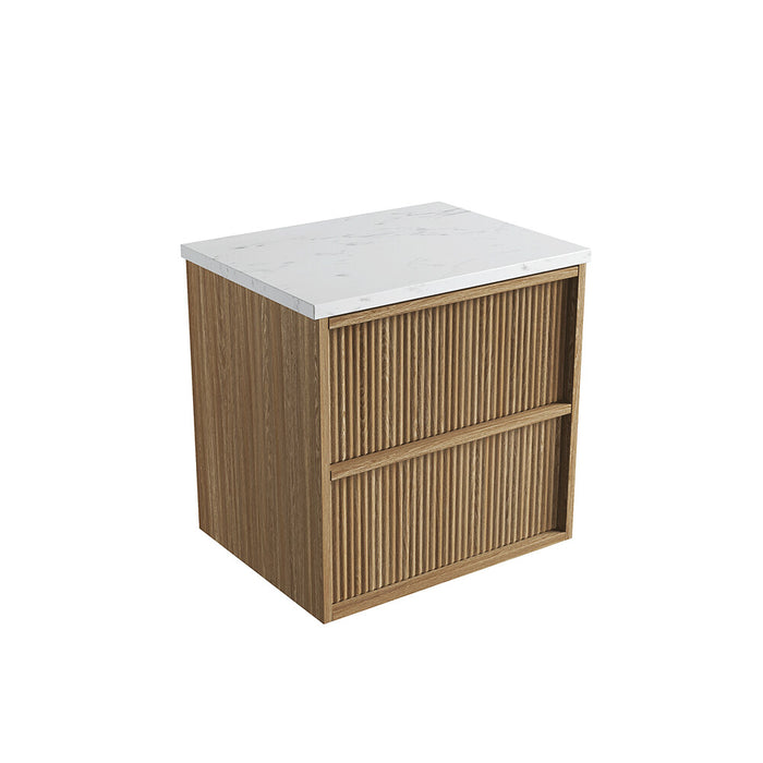 600-1800*460*560mm Aulic Venetta Harvest Oak Plywood Wall Hung Fluted Framed Vanity