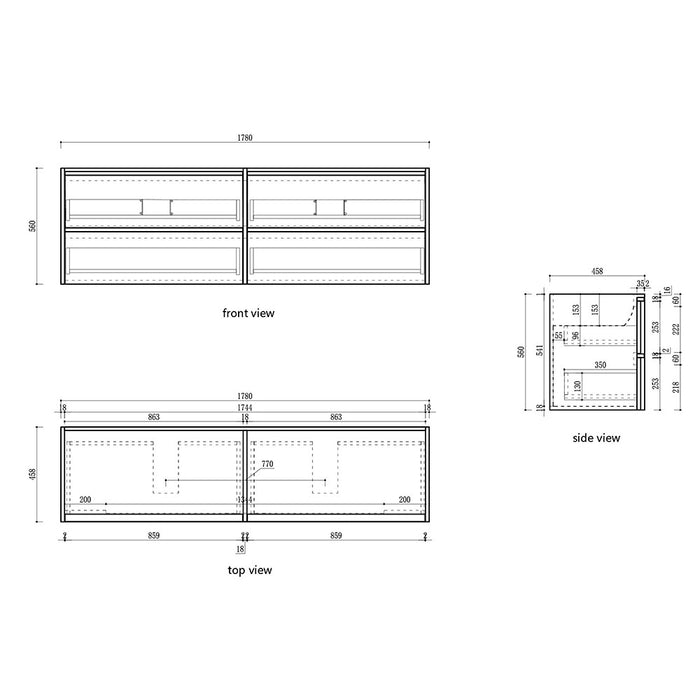 600-1800*460*560mm Aulic Venetta Harvest Oak Plywood Framed Wall Hung Vanity