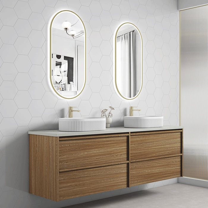 600-1800*460*560mm Aulic Venetta Harvest Oak Plywood Framed Wall Hung Vanity