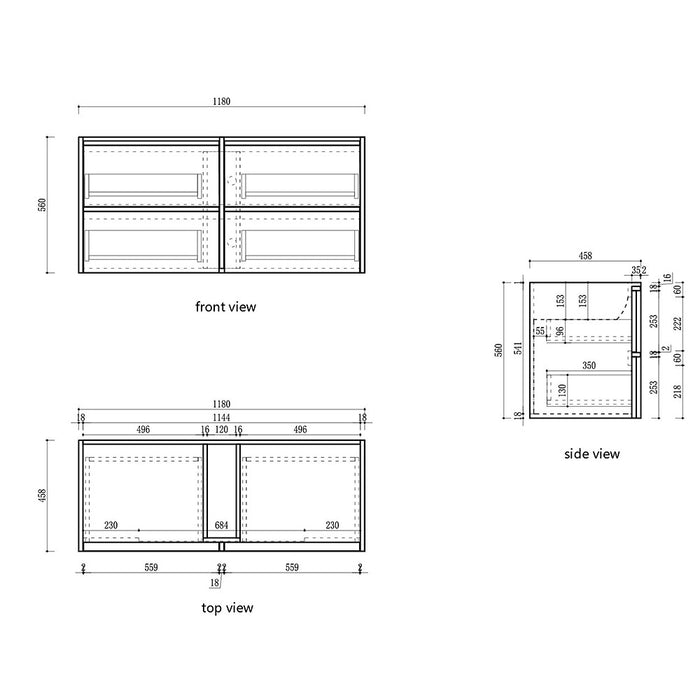 600-1800*460*560mm Aulic Venetta Harvest Oak Plywood Framed Wall Hung Vanity