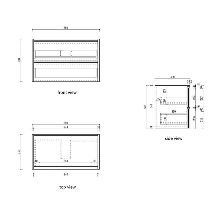600-1800*460*560mm Aulic Venetta Harvest Oak Plywood Framed Wall Hung Vanity