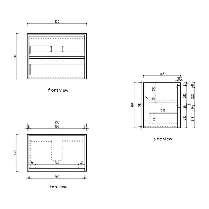 600-1800*460*560mm Aulic Venetta Harvest Oak Plywood Framed Wall Hung Vanity