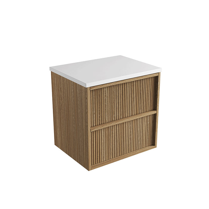 600-1800*460*560mm Aulic Venetta Harvest Oak Plywood Wall Hung Fluted Framed Vanity