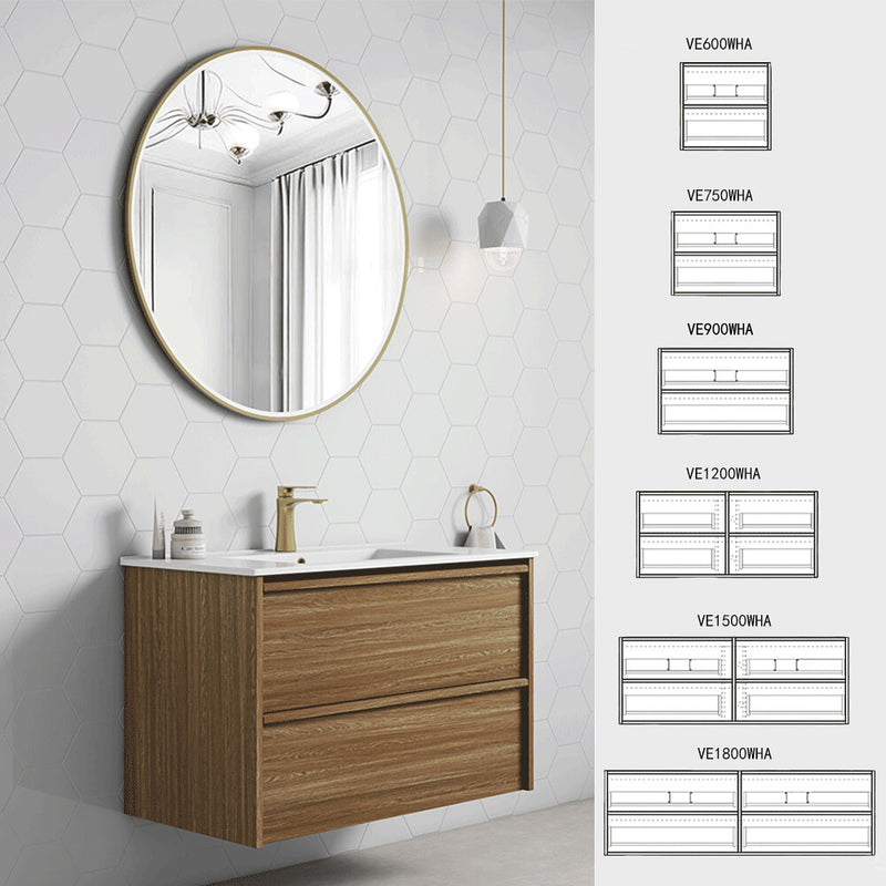 600-1800*460*560mm Aulic Venetta Harvest Oak Plywood Framed Wall Hung Vanity