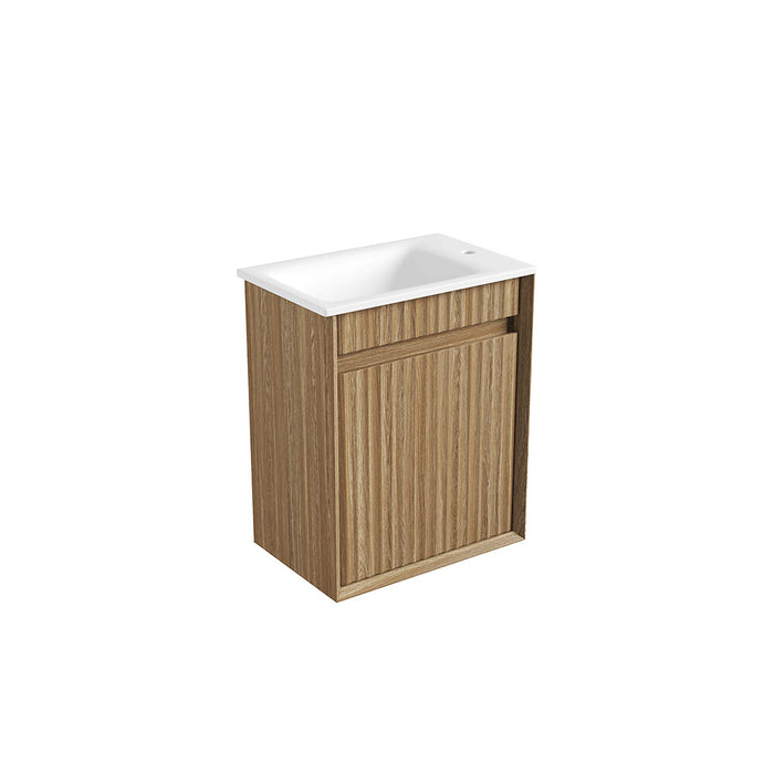 450*300*540mm Aulic Ravia Harvest Oak Plywood Fluted Mini Wall Hung Vanity
