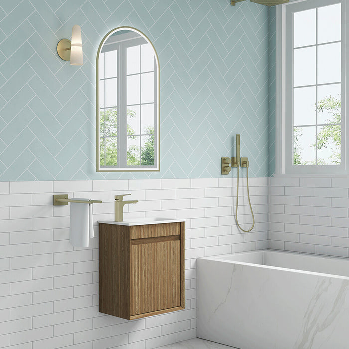 450*300*540mm Aulic Ravia Harvest Oak Plywood Fluted Mini Wall Hung Vanity