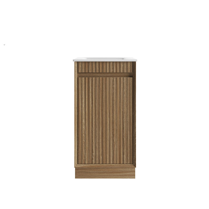 450*300*840mm Aulic Ravia Harvest Oak Plywood Fluted Mini Freestanding Vanity