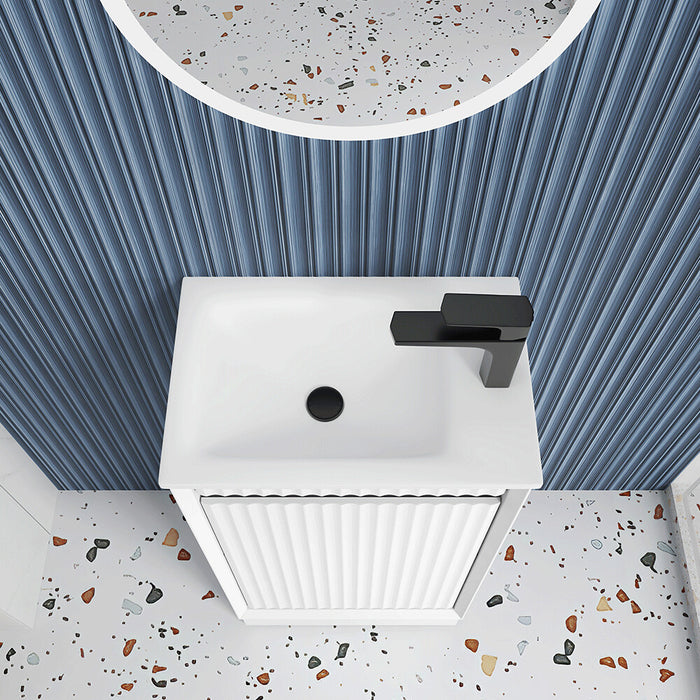 450*300*840mm Aulic Ravia Matt White Plywood Fluted Mini Freestanding Vanity