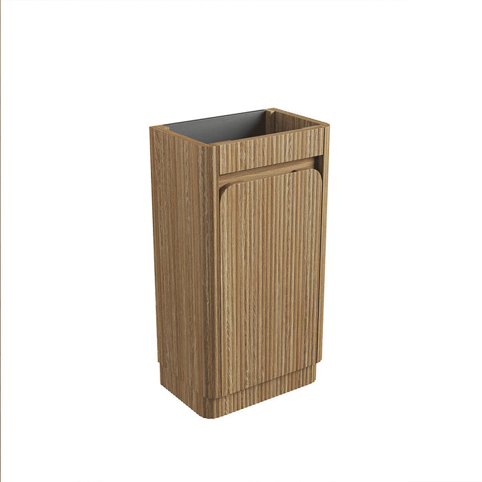450*300*840mm Aulic Hartelle Harvest Oak Plywood Fluted Curved Mini Freestanding Vanity