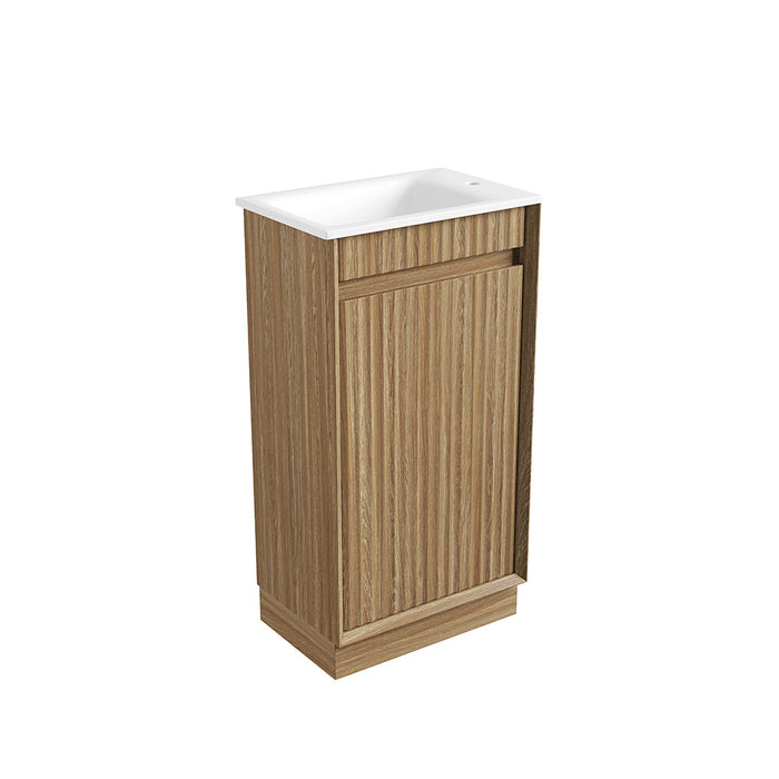 450*300*840mm Aulic Ravia Harvest Oak Plywood Fluted Mini Freestanding Vanity