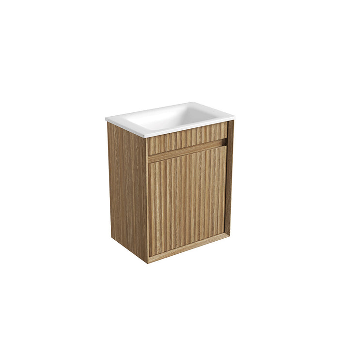 450*300*540mm Aulic Ravia Harvest Oak Plywood Fluted Mini Wall Hung Vanity