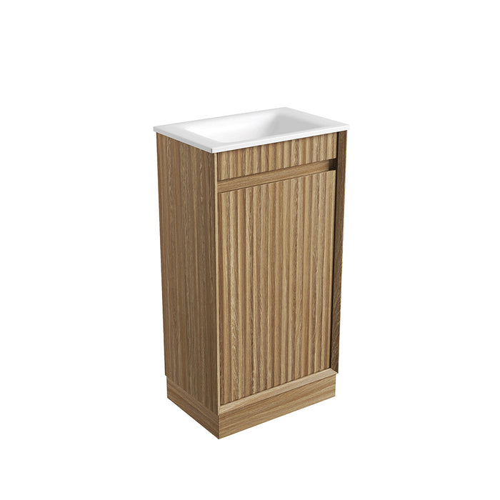 450*300*840mm Aulic Ravia Harvest Oak Plywood Fluted Mini Freestanding Vanity