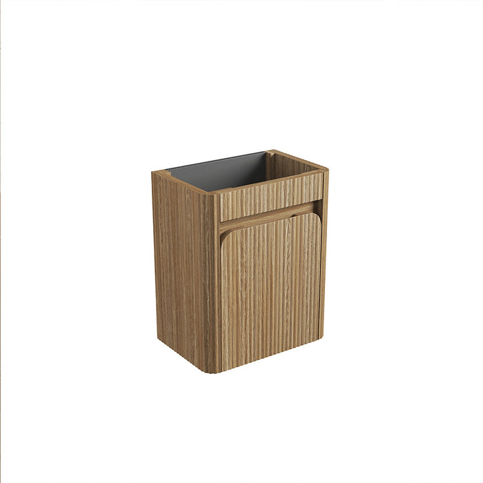 450*300*540mm Aulic Hartelle Harvest Oak Plywood Fluted Curved Mini Wall Hung Vanity
