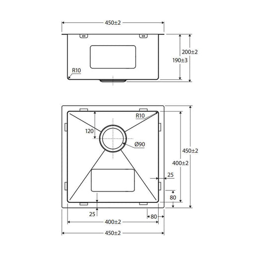450*450*200mm Fienza Hana 32L PVD Brushed Copper Stainless Steel Single Bowl Kitchen Sink (Copy)