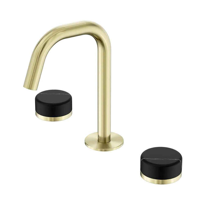Nero Serenity Lead-Free DZR Brass Basin Set Edge Spout With Marquina Black Handle