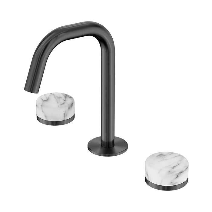 Nero Serenity Lead-Free DZR Brass Basin Set Edge Spout With Arabescato Corchia Handle