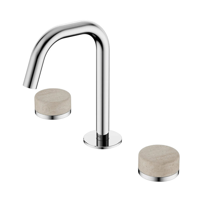 Nero Serenity Lead-Free DZR Brass Basin Set Edge Spout With Rome Travertine Handle