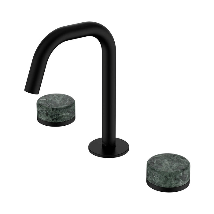 Nero Serenity Lead-Free DZR Brass Basin Set Edge Spout With Verde Alpi Handle
