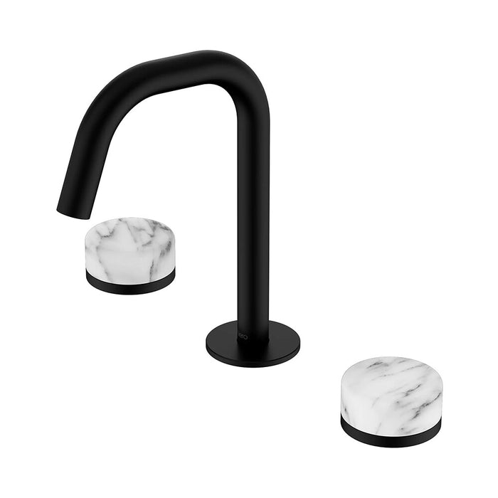 Nero Serenity Lead-Free DZR Brass Basin Set Edge Spout With Arabescato Corchia Handle