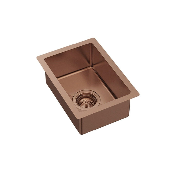 270*380*140mm Fienza Hana 10L PVD Brushed Copper Stainless Steel Single Bowl Kitchen Sink