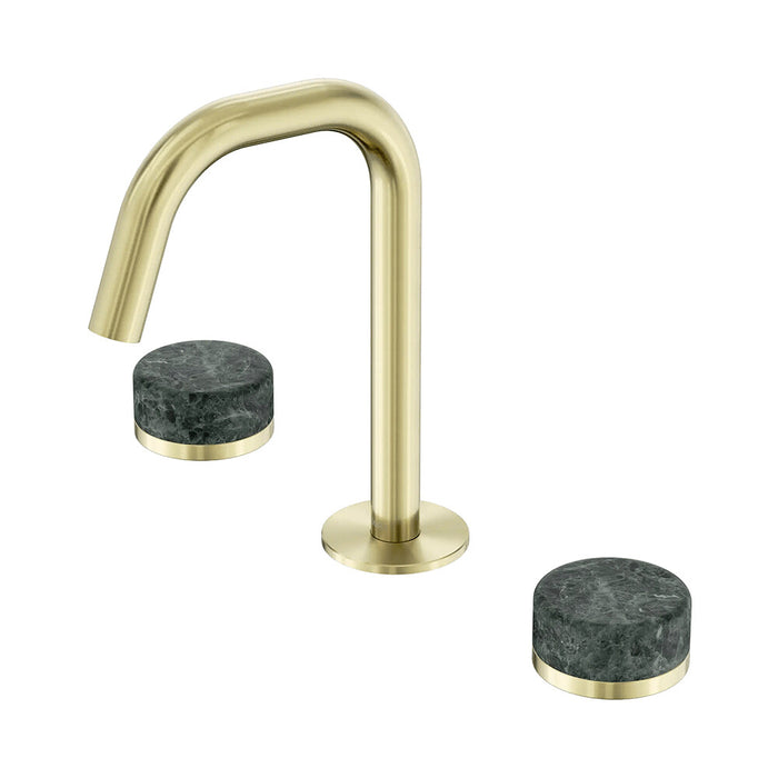 Nero Serenity Lead-Free DZR Brass Basin Set Edge Spout With Verde Alpi Handle
