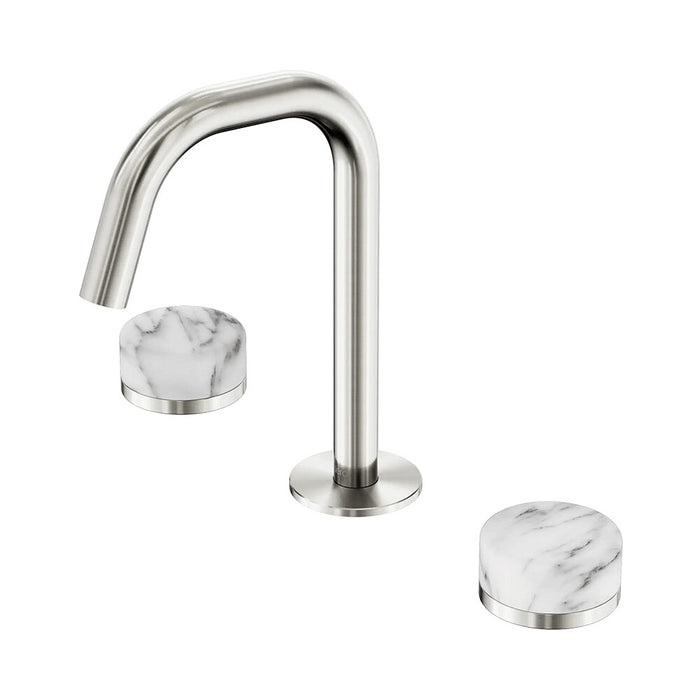 Nero Serenity Lead-Free DZR Brass Basin Set Edge Spout With Arabescato Corchia Handle