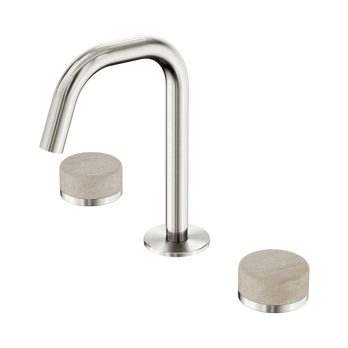 Nero Serenity Lead-Free DZR Brass Basin Set Edge Spout With Rome Travertine Handle