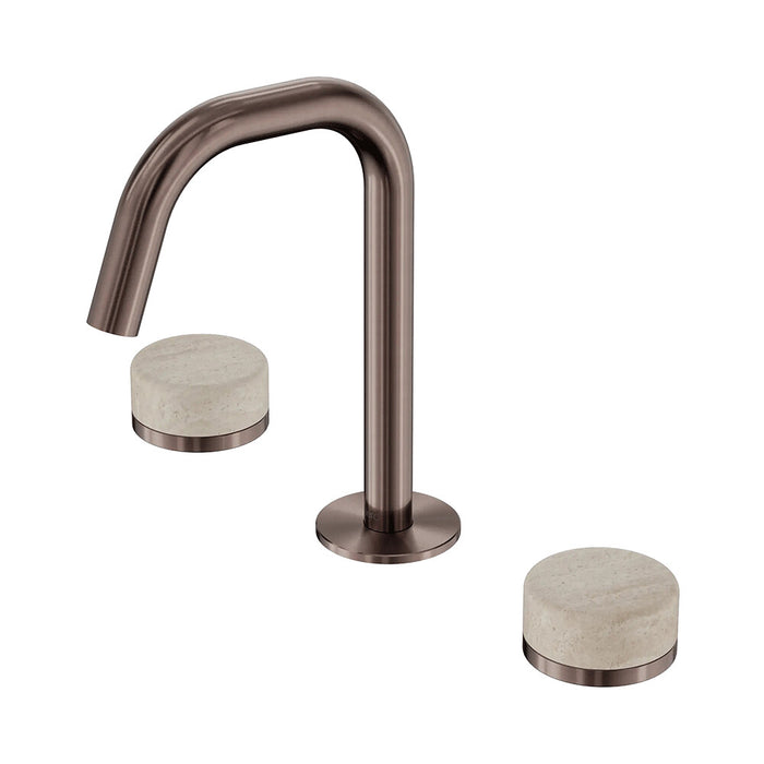 Nero Serenity Lead-Free DZR Brass Basin Set Edge Spout With Rome Travertine Handle