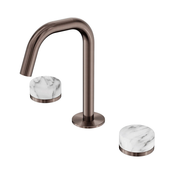Nero Serenity Lead-Free DZR Brass Basin Set Edge Spout With Arabescato Corchia Handle