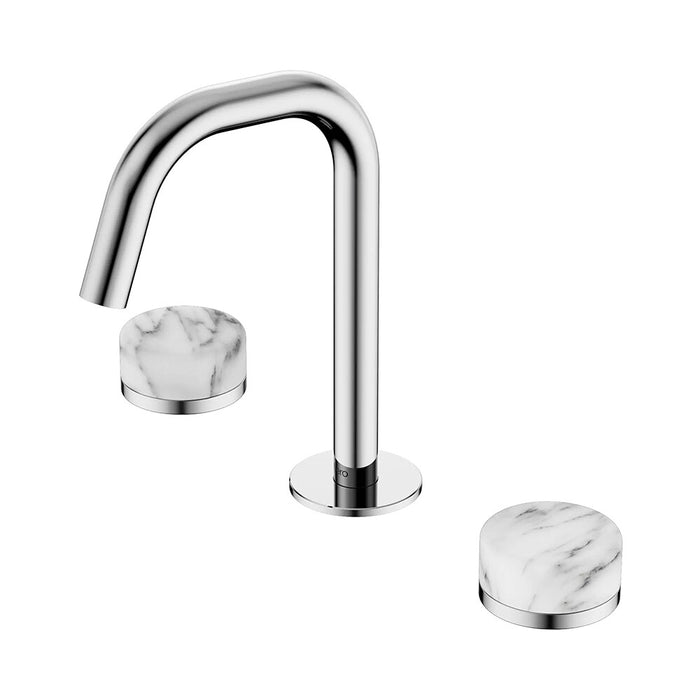 Nero Serenity Lead-Free DZR Brass Basin Set Edge Spout With Arabescato Corchia Handle