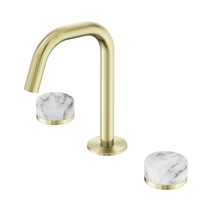 Nero Serenity Lead-Free DZR Brass Basin Set Edge Spout With Arabescato Corchia Handle