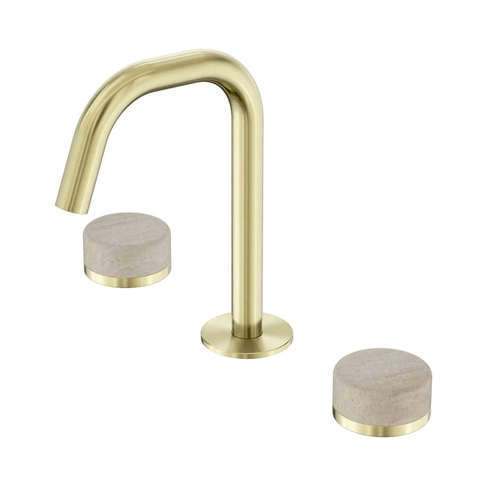 Nero Serenity Lead-Free DZR Brass Basin Set Edge Spout With Rome Travertine Handle