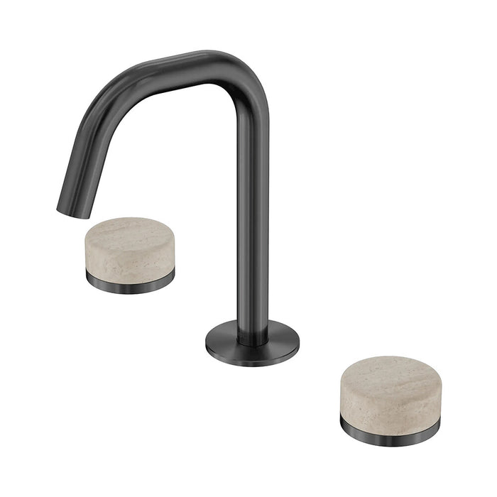 Nero Serenity Lead-Free DZR Brass Basin Set Edge Spout With Rome Travertine Handle