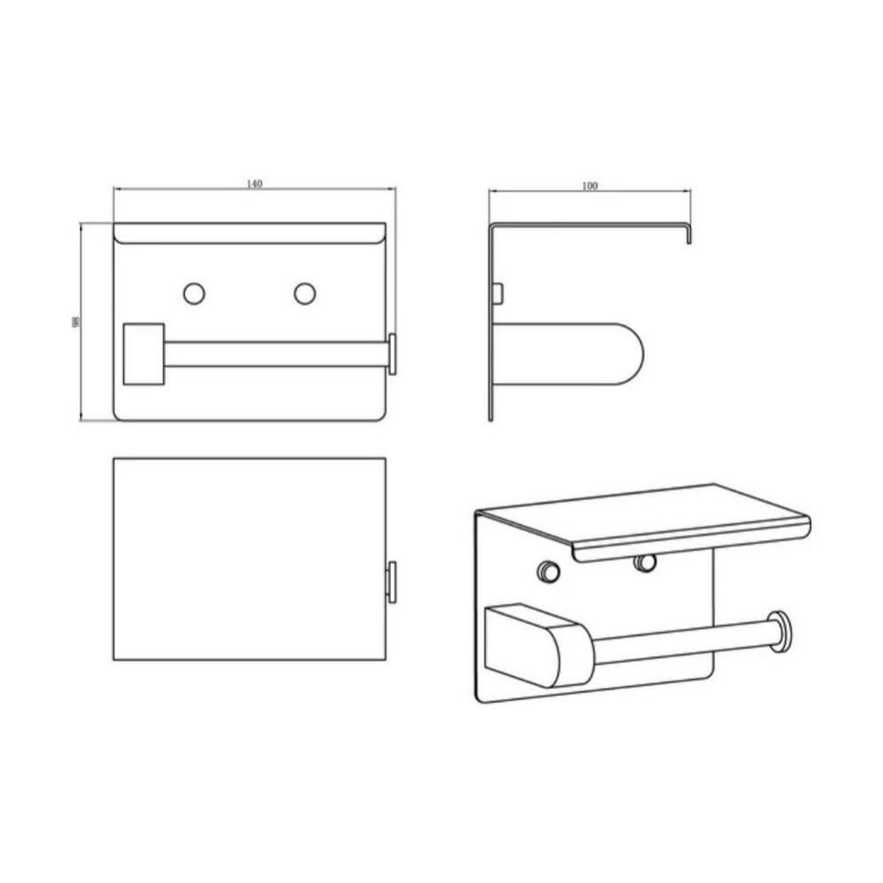 140mm Amoza Stainless Steel Brushed Copper Single Square Toilet Roll ...