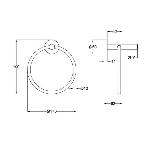 ACL Otus Slimline Brushed Copper Stainless Steel Towel Ring