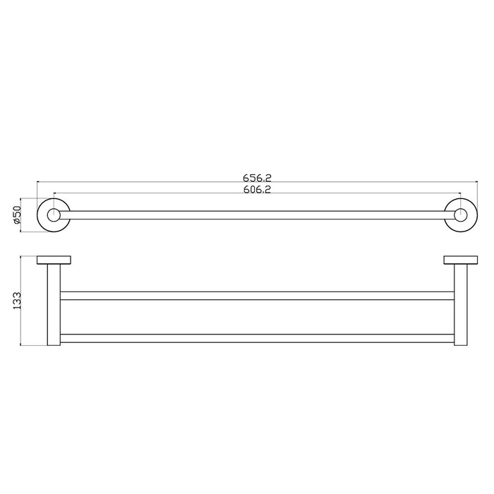 600mm ACL Otus Slimline Brushed Copper Stainless Steel Double Round Towel Rail