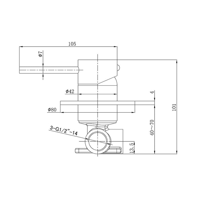 ACL Otus Slimline Stainless Steel Wall Mixer Kit Only Trim Kits - Lever Up