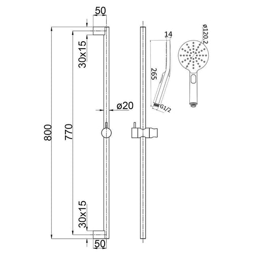 ACL Cora Brushed Copper Brass Rail Shower