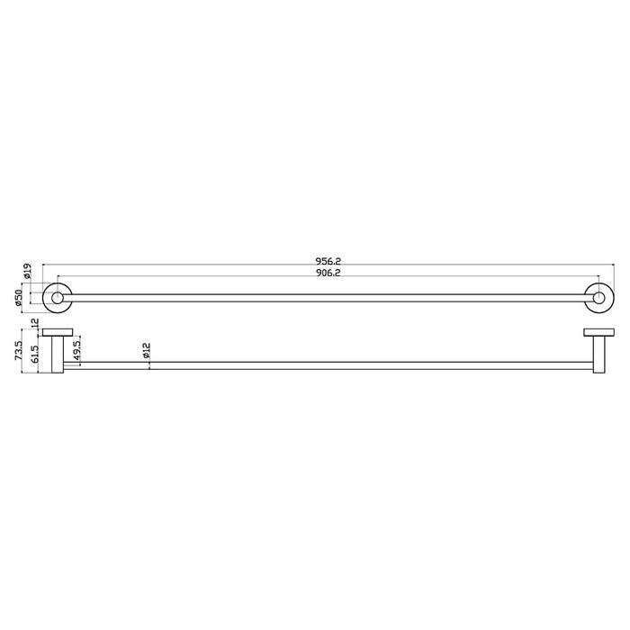 900mm ACL Otus Slimline Brushed Copper Stainless Steel Single Round Towel Rail