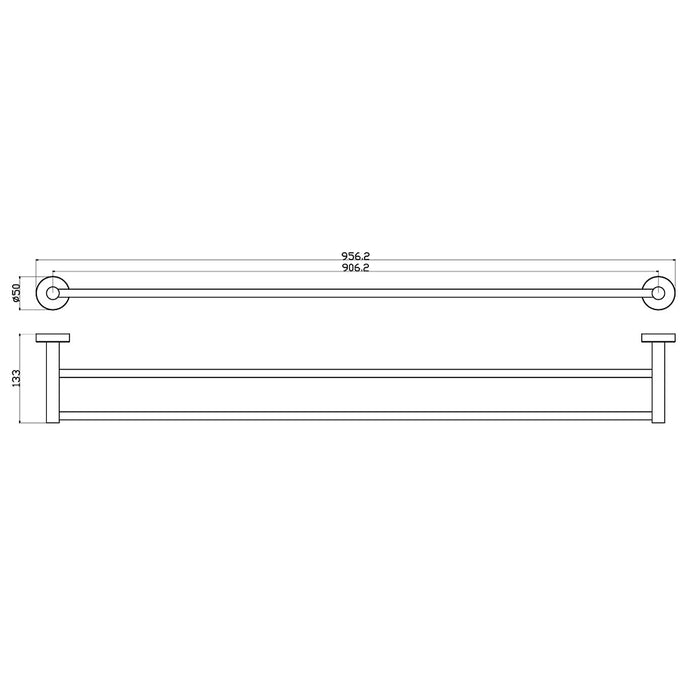 900mm ACL Otus Slimline Brushed Copper Stainless Steel Double Round Towel Rail