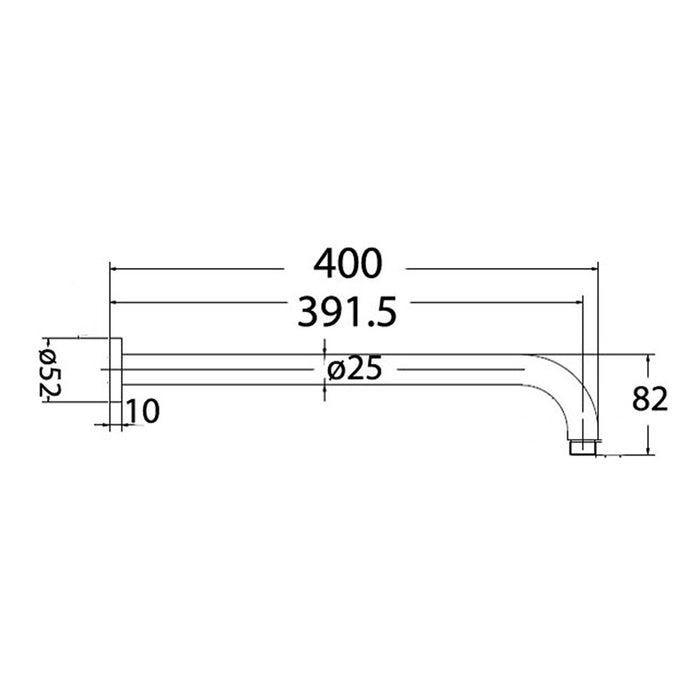 400mm ACL Brushed Copper Stainless Steel Round Horizontal Shower Arm