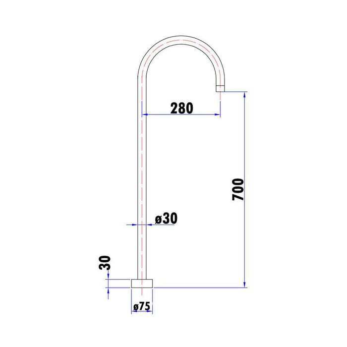 ACL Yale Brushed Copper Brass Round Freestanding Bath Spout