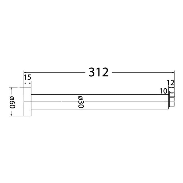 300mm ACL Brushed Copper Stainless Steel Round Vertical Shower Arm