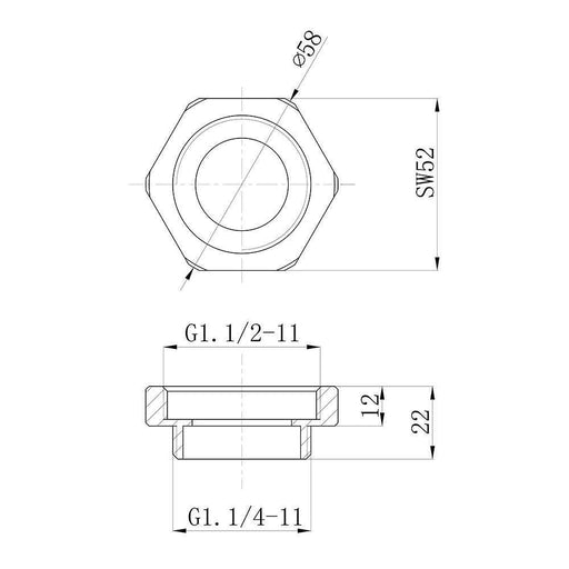 ACL Brushed Copper Brass Bottle Trap Adaptor