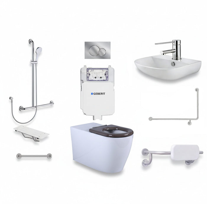 Left-Hand Integrated Accessible Care Bathroom Package - Complete Shower, Toilet & Support System