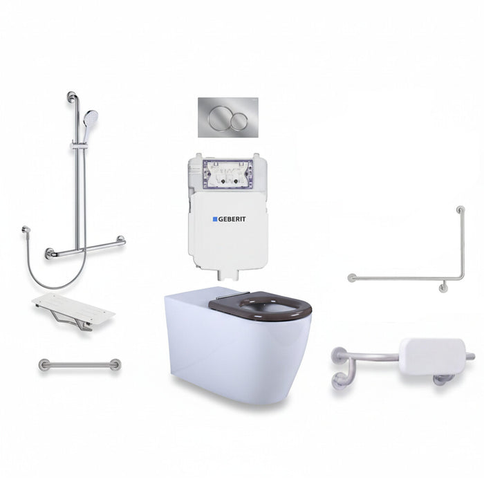 Left-Hand Integrated Accessible Care Bathroom Package - Complete Shower, Toilet & Support System