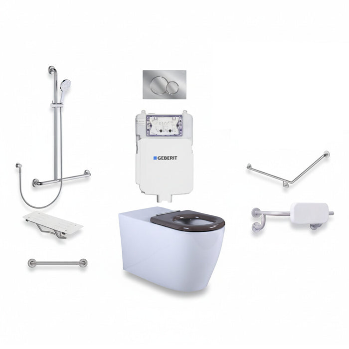 Left-Hand Integrated Accessible Care Bathroom Package - Complete Shower, Toilet & Support System